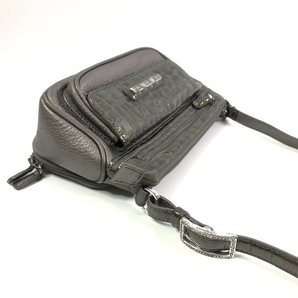 Brighton Croc Embossed Leather Purse Pewter Gray - Picture 11 of 12